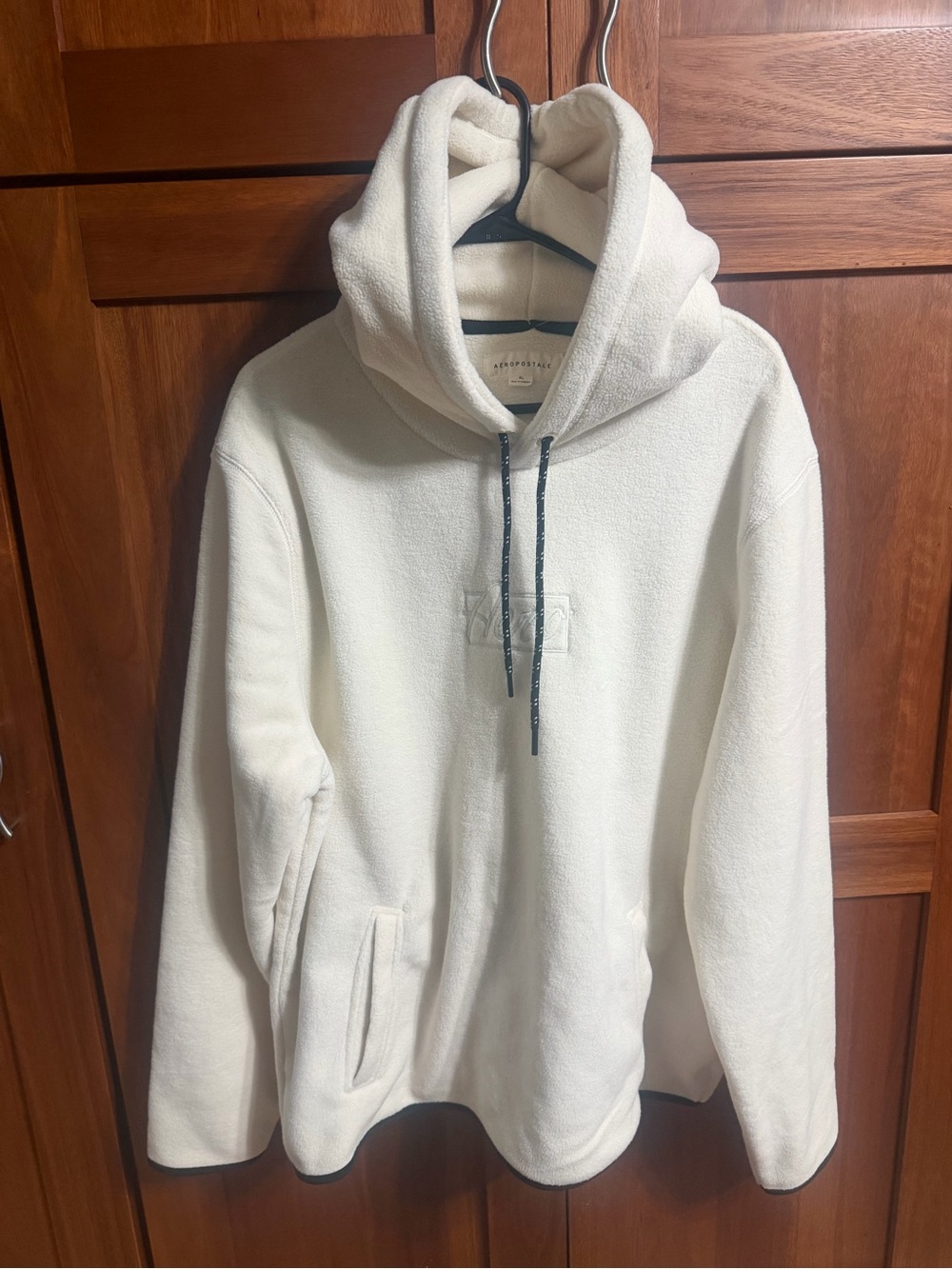 Aeropostale Cream Zip-Up Fleece Hoodie for Men